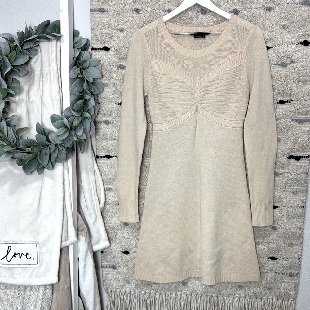 BCBGMaxAzria Cream Long Sleeve Sweater Dress size S